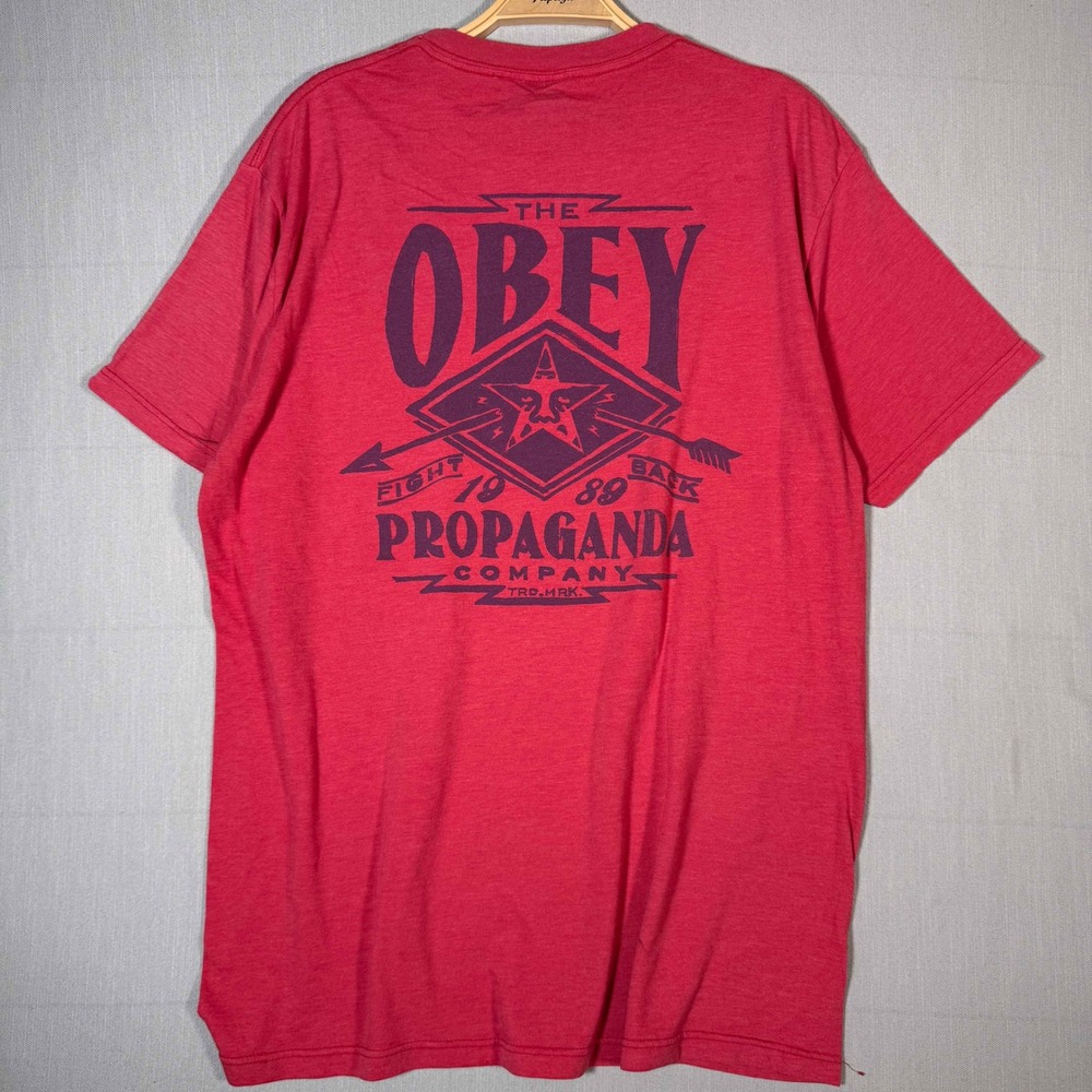 Y2K Obey Propaganda Company Graphic Tee Red Large Streetwear Skate T-Shirt - Picture 4 of 8